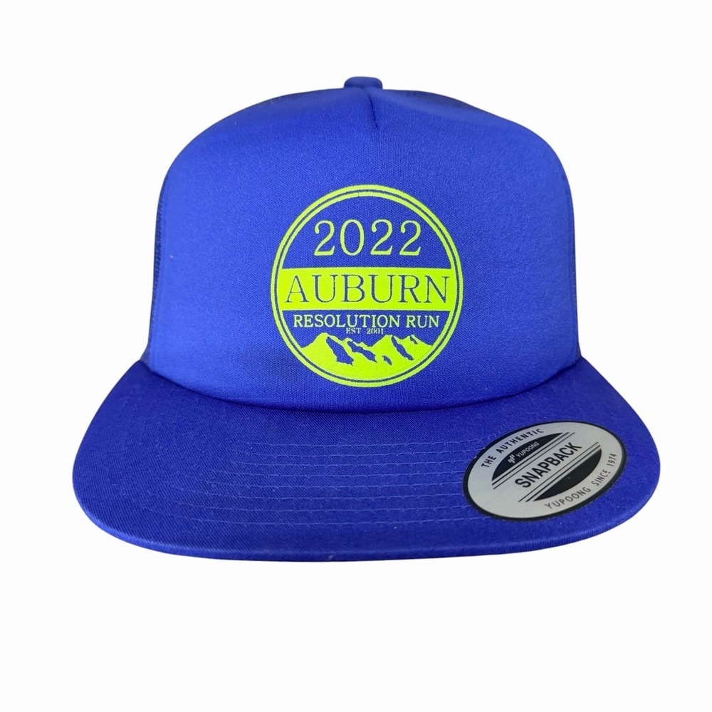 2022 Auburn Resolution Run Snapback Hat Blue Neon Trucker Cap Running Race
